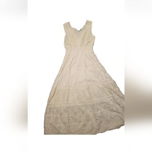 100% Cotton White S Maxi Dress Eyelet Lined Sleeveless NAOO Nation AK Outfits